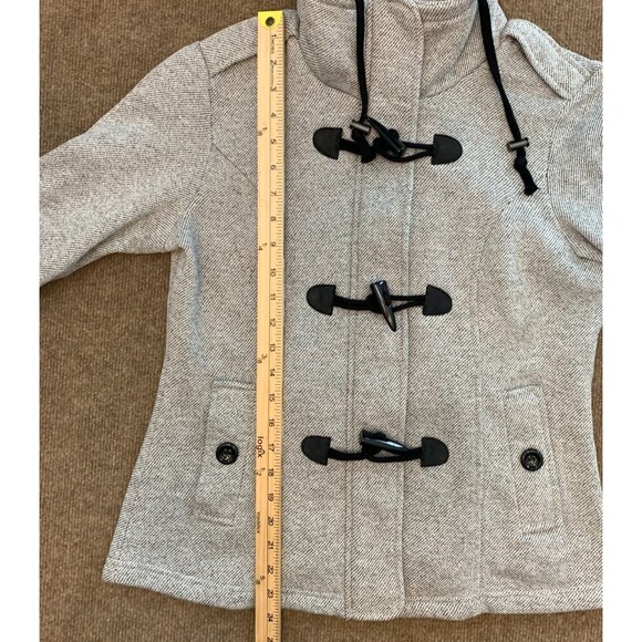 Sebby Coat Womens SP Petite Tweed Hooded Toggle Duffle Peacoat Fleece Lined Zip - Picture 4 of 10
